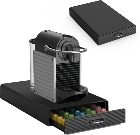 BRASQ CD100 Range-capsules à café avec tiroir – Pour 50 capsules Nespresso – Noir