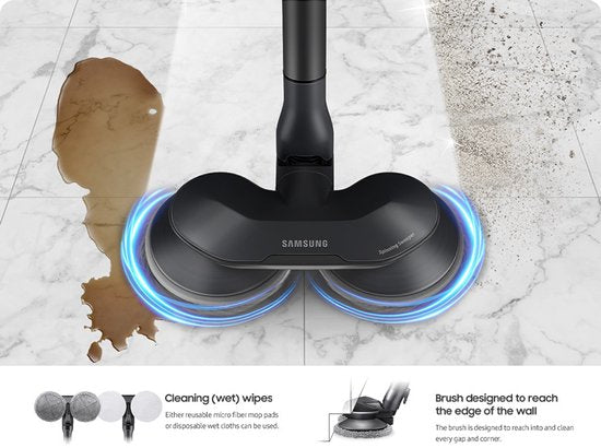 Aspirateur Samsung Jet 75E Pro Steel VS20B75ADR5 - 200 watts - Sans sac - Accessoire pour animaux - Brosse rotative