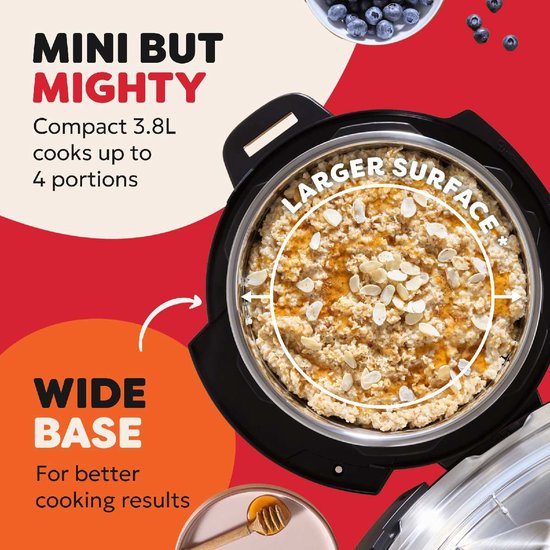 Multicuiseur Instant Pot Classic Mini 3,8 L Black Pepper - Autocuiseur 7-en-1 - Mijoteuse - Cuiseur vapeur - Sauté - Yaourtière - Jusqu'à 4 portions - Design compact - Jusqu'à 80 % d'économies d'énergie