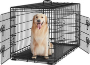 Cage pliable pour chien Yaheetech - Noire - 107 x 60 x 66 cm - Avec séparateur, double porte