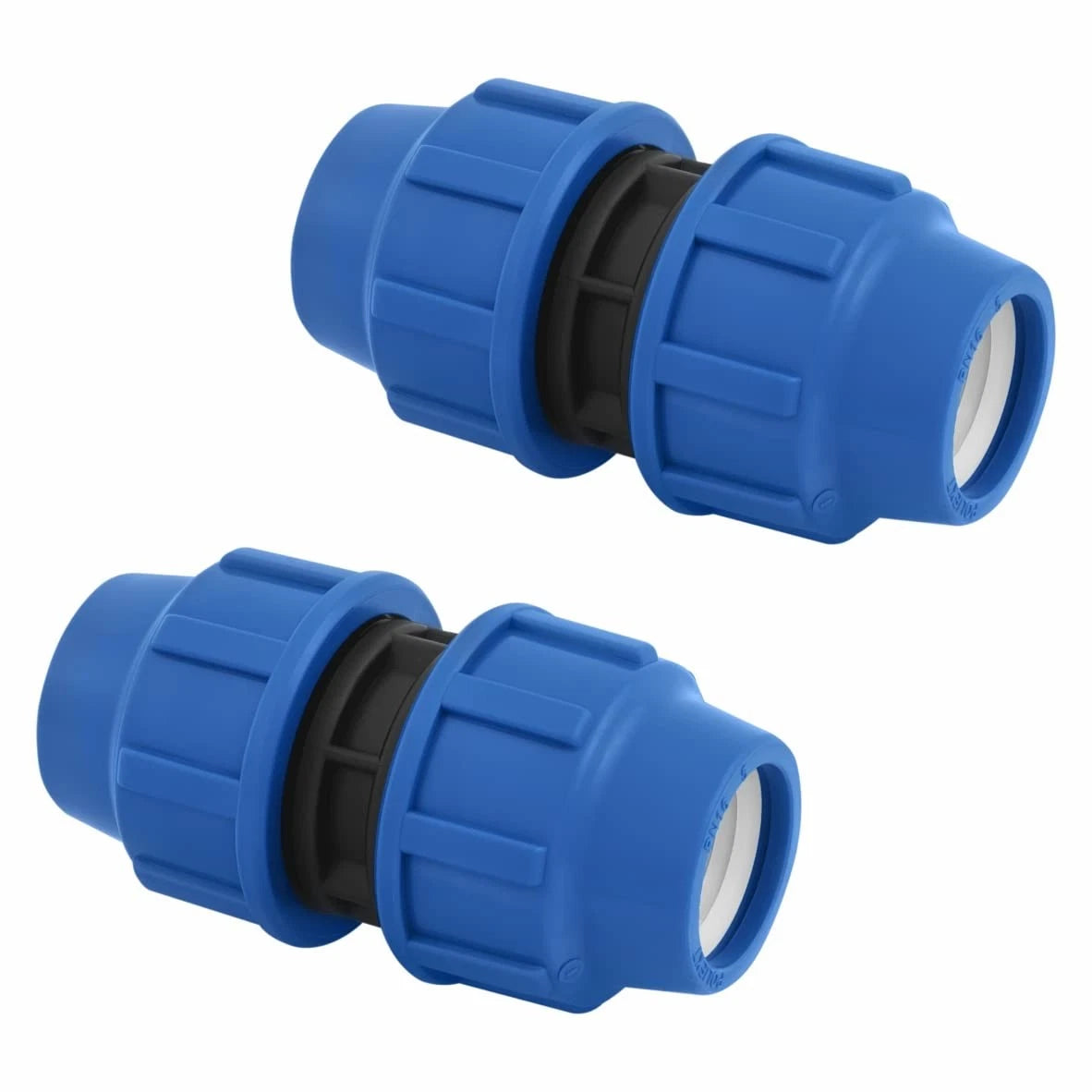 Raccord droit pour tuyau en PE SmartProduct, 32 mm, lot de 2 – Noir et bleu – Polypropylène