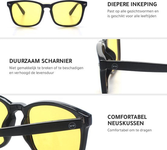 LC Eyewear Lunettes de nuit - Lunettes d'ordinateur - Lunettes de soirée - Lunettes à lumière bleue sans résistance - Lunettes de nuit pour voiture ou moto - Lunettes d'affichage - Lunettes à lumière bleue - Lunettes de voiture