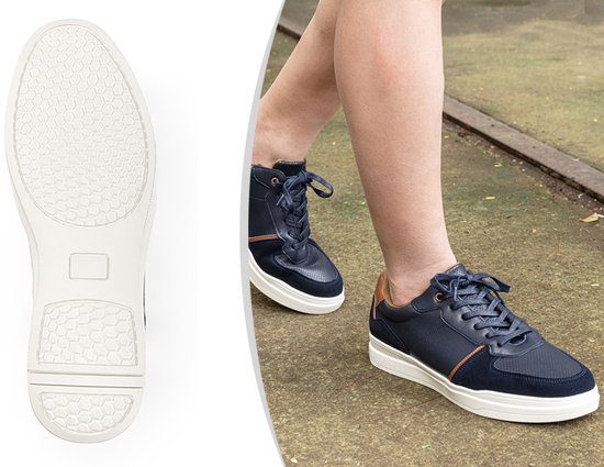 Milanoro - Baskets élégantes en cuir pour homme - Bleu marine - Taille 46