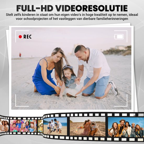 Appareil photo numérique K&L - Caméra photo - Caméra compacte - Caméra Vlog - Pour les enfants - Comprend 32GB - NL Software