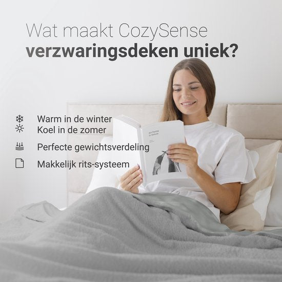 Couverture lestée CozySense® 7 kg - Couverture lestée - Couverture lestée avec répartition de la pression GLASS-Flow® - Couverture lavable incluse - 140x200 cm - Gris