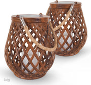 Gadgy Solar Lantaarn Basket - Tuinlantaarn set van 2 - Tafellamp voor Binnen en Buiten - Solar Tuinverlichting op Zonneenergie - Led Buitenverlichting met dag/nacht Sensor - Hanglamp - 21CM Hoog