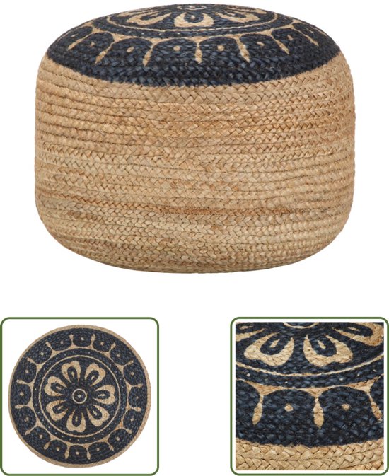 vidaXL - Pouf - fait main - 45 x 30 cm - jute - bleu
