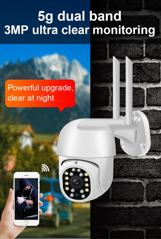 Fuegobird Y17 Smart Waterproof IP66 IP camera - outdoor - rotate and tilt - Support 2.4G/5G WIFI - 3MP - PTZ IP Camera