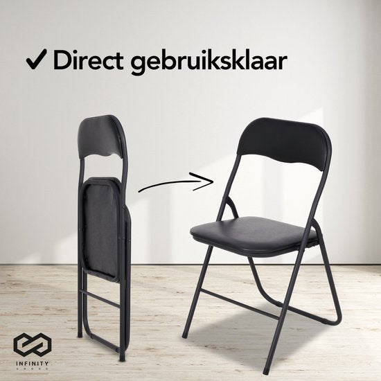 Infinity Goods Klapstoel - Vouwstoel - Eettafelstoel - Opklapbare Stoel - 43 x 47 x 80 CM - Stoel - Zwart