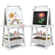 Coast 3 in 1 Children's Easel - Whiteboard & Chalkboard - incl. Magnets 2 Shelves - Beige - 59 x 50 x 117 cm