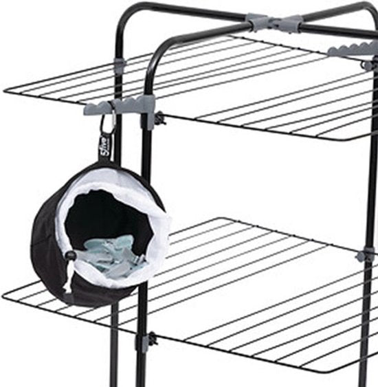 Panier suspendu 5Five avec 24 pinces à linge - D 18 cm - noir - plastique - avec crochet de suspension