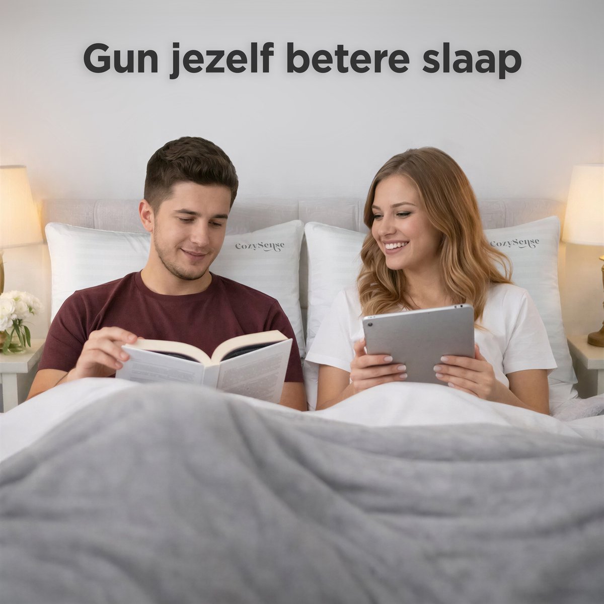 Lot de 2 oreillers CozySense – 50 x 70 cm – Blanc – Housse en coton – Rembourrage en microfibres douces