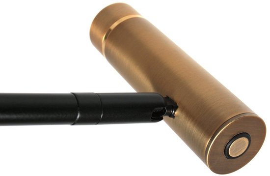 Lampadaire Lumo 4607BR - lampe de lecture moderne noire avec des touches de bronze, orientable et à intensité variable, Mexlite