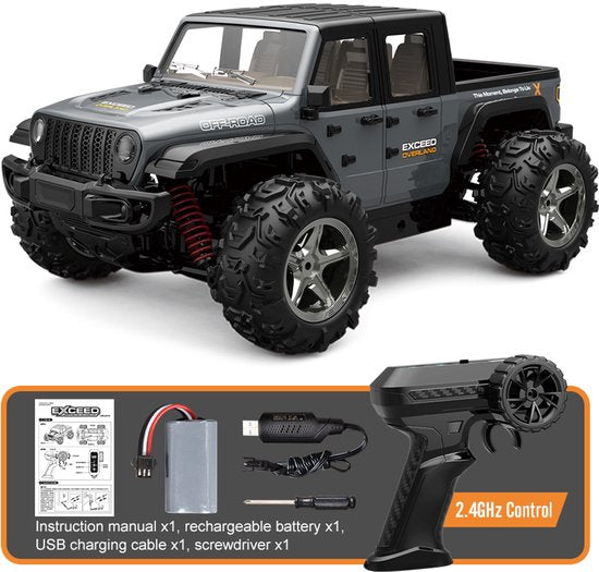 Voiture RC Fuegobird - Véhicule RC - voiture-jouet à grande vitesse - 4x4 tout-terrain à grande vitesse - gris