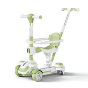 Trottinette pour enfants Neuleb 6-en-1 à 4 roues - Verte - 3 à 8 ans, siège pivotant, jusqu'à 100 kg