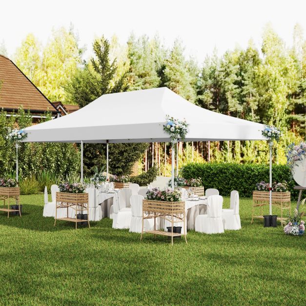 Coast Party Tent 300 x 600 cm - White | Pop-up Pavilion with 6 Removable Sidewalls, UPF 50+ (pavillon pop-up avec 6 parois latérales amovibles)