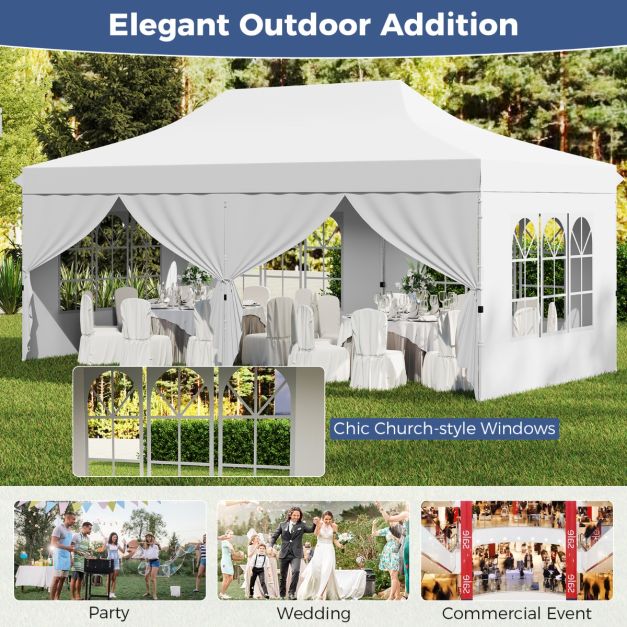 Coast Party Tent 300 x 600 cm - White | Pop-up Pavilion with 6 Removable Sidewalls, UPF 50+ (pavillon pop-up avec 6 parois latérales amovibles)