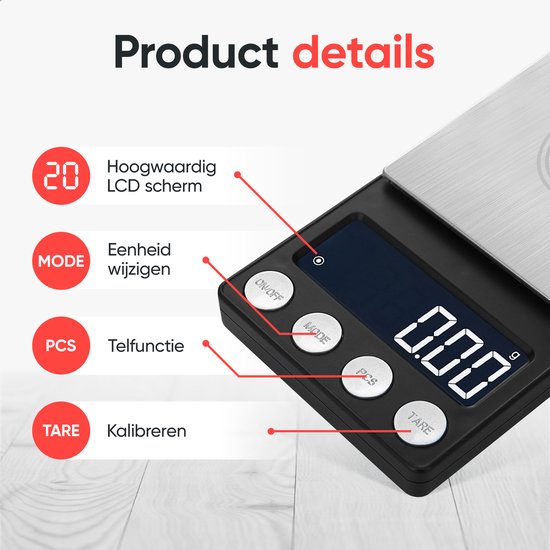 Kitchenwell digital mini precision kitchen scale - 0.01 à 200 grammes - 14.2 x 7.5 cm - balance de poche rechargeable par USB - balance de cuisine - noir