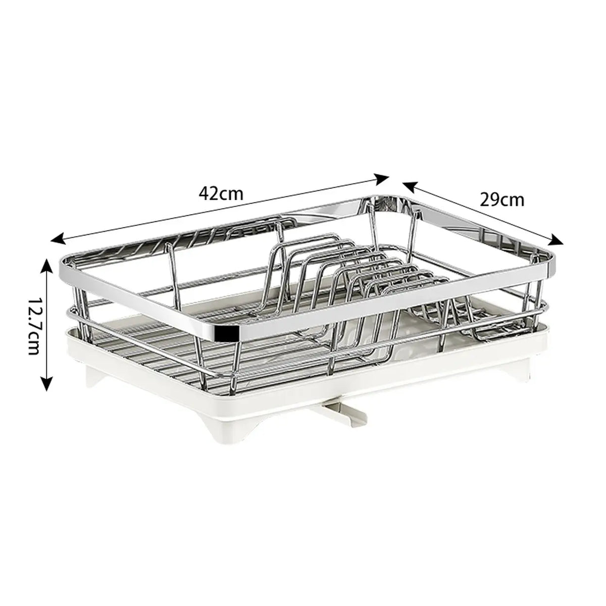 Égouttoir Maxcook avec bac de récupération - acier inoxydable - 42 x 29 x 12,7 cm