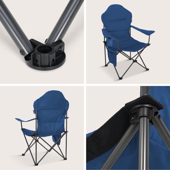 TRVLMORE Chaises de camping XXL - pliables - 2-Pack - Capacité de charge 160KG - Sac de transport inclus - Chaise pliante - Chaise de pêche - Chaise de camping - Chaise pliante - Bleu