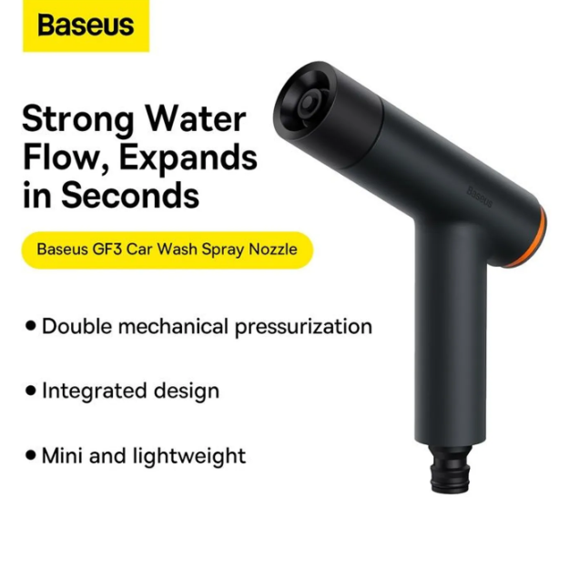 Lance d'arrosage pour voiture Baseus GF3 - Tuyau d'arrosage télescopique de 15 m - 3 modes de pulvérisation - Raccord universel - Gris foncé