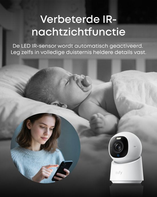 Caméra d'intérieur Eufy Security E30 - Indoor Cam - Caméra pour animaux de compagnie avec application - Petcam - 4K UHD - Panoramique et inclinaison - Détection IA des personnes et des animaux de compagnie - Vision nocturne en couleur - Compatible avec Ap