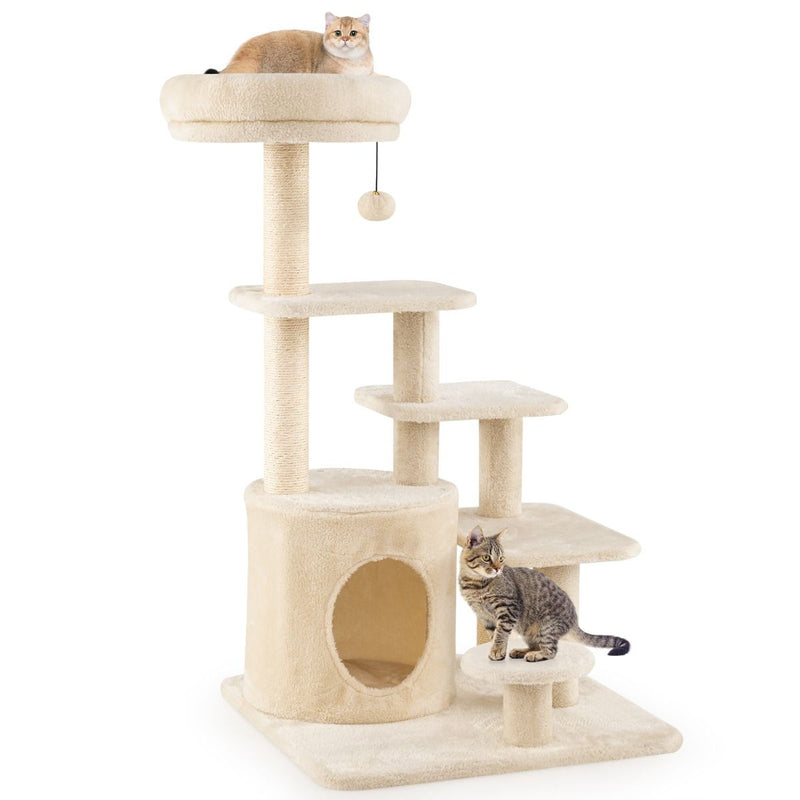Arbre à chat Coast - plusieurs étages - poteaux à griffer en sisal - beige/gris - 102 cm