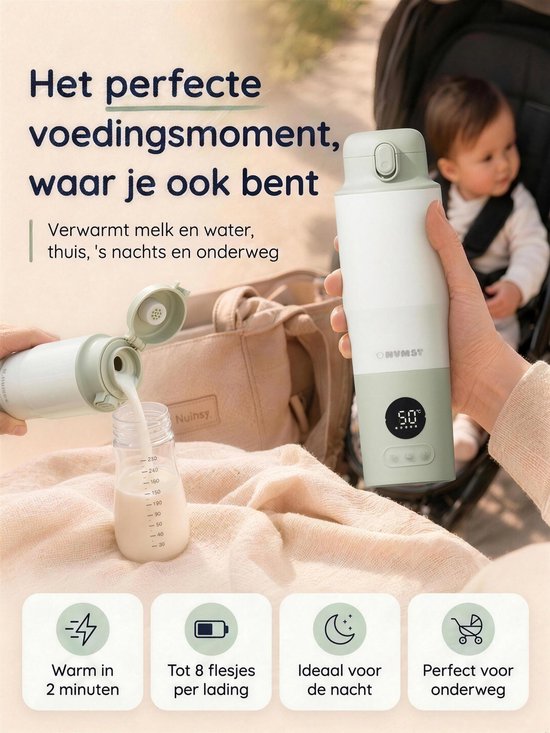 Chauffe-biberon portable Numsy Heat & Go Pro - Chauffe-biberon sans fil - Chauffe-lait pour bébé