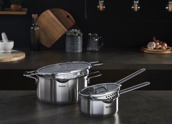 Tefal Nordica - Batterie de cuisine - 3 pièces - Induction - Acier inoxydable - Compatible avec toutes les sources de chaleur