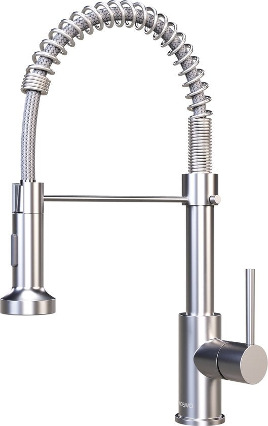 Noswo Mélangeur de cuisine avec bec extractible - Mélangeur de cuisine - Douchette - Extractible - Flexible - Chrome