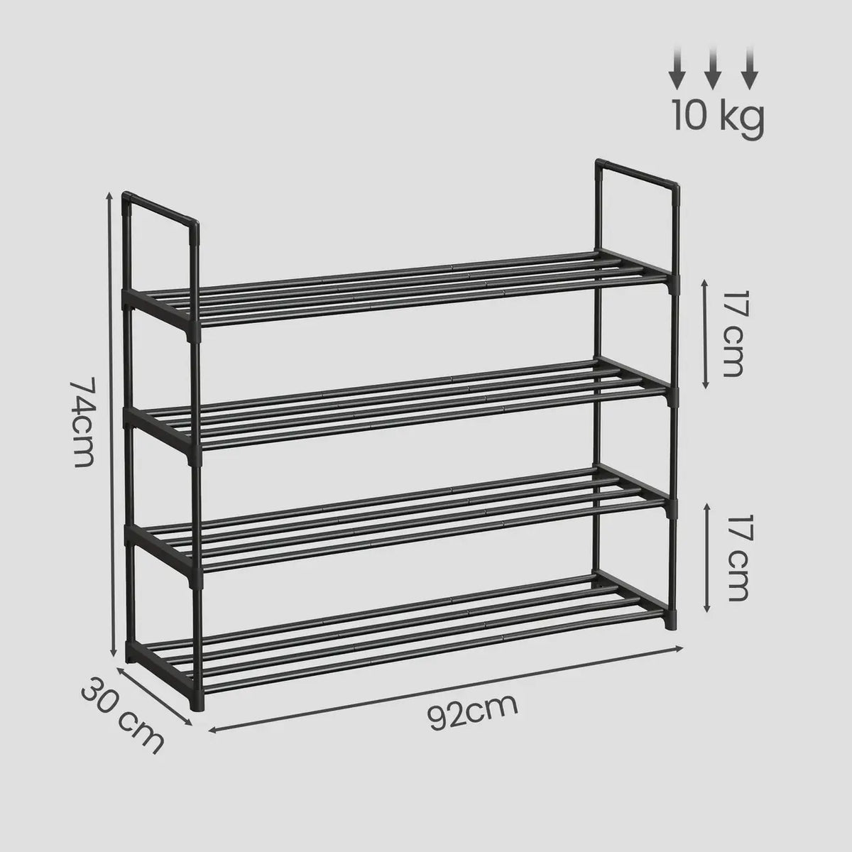 Étagère à chaussures JOYFURNOS à 4 niveaux - noire - 30 × 92 × 74 cm