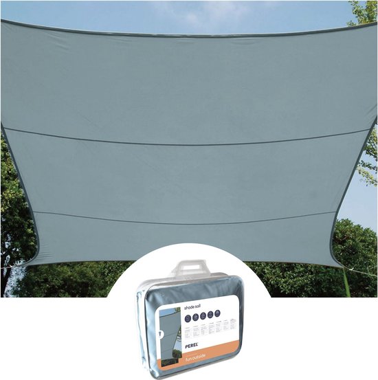 Perel Toile d'ombrage, hydrofuge, 3,6 x 3,6 m, 160 g/m², polyester, carré, gris clair