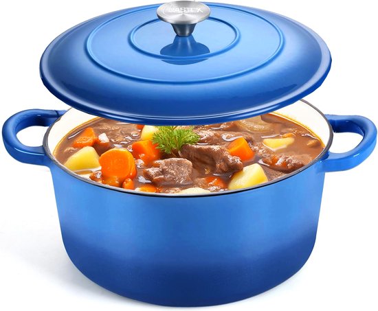 Cocotte - Castex - Casserole en fonte - Compatible toutes sources de chaleur - 4.65L - Bleu