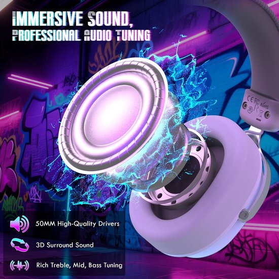 Casque de jeu sans fil ATTACK SHARK L30PRO - Son surround 7.1 - Haut-parleurs de 50 mm - Faible latence de 20 ms - Microphone amovible avec réduction du bruit - Armature en alliage d'aluminium - Connectivité tri-mode - Casque circum-auriculaire - Blanc