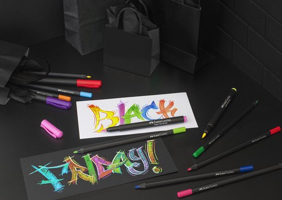 Stylos pinceaux Faber-Castell - Édition noire - 20 couleurs dans un étui en carton - FC-116452
