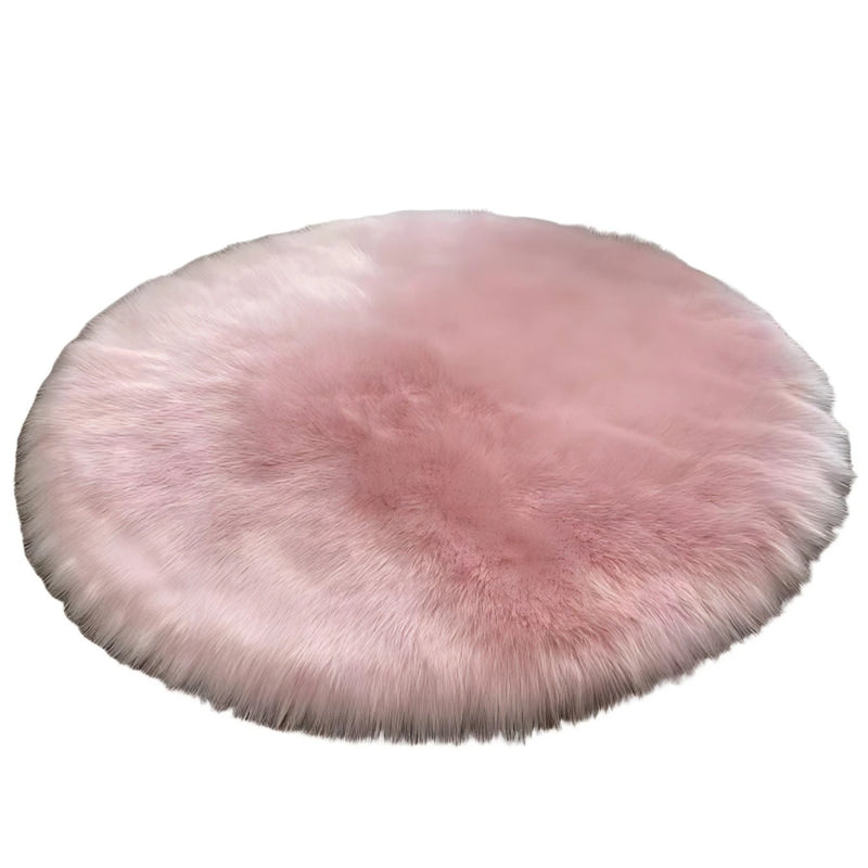 Tapis rond en fausse fourrure - rose - 90 × 90 cm