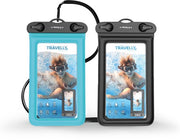 Travelly® Waterproof Phone Case Set of 2 - Universal Underwater Case for Smartphone - Convient à tous les téléphones - Drybag - Pour les vacances, la natation et les sports nautiques - Noir/Bleu