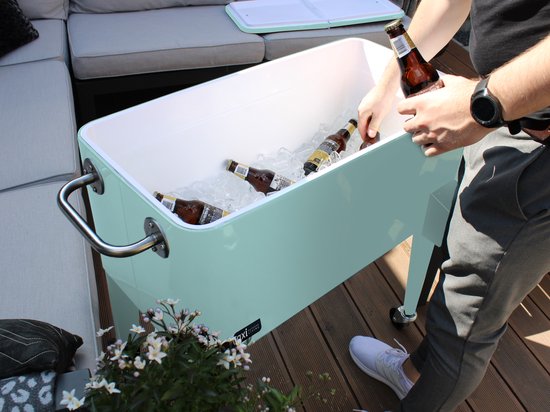 AXI Retro Cooler Mint - Glacière à roulettes - Capacité de 76 L - Glacière avec robinet de vidange