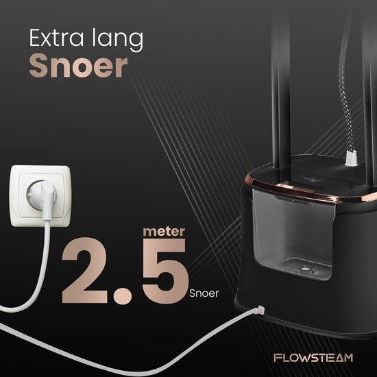 FLOWSTEAM® PRO Défroisseur à linge - Défroisseur à main - Nettoyeur vapeur - Défroisseur à linge - 150 minutes de vapeur - Cordon de 2,5 m - Noir