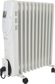 Radiateur à huile Perel, 11 nervures, trois niveaux de chaleur, écran LCD, minuterie, 2500 W