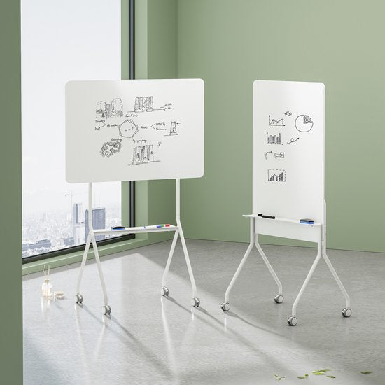 DMV - Tableau blanc - Tableau blanc sur roulettes - Tableau blanc avec étagère - Tableau blanc simple face