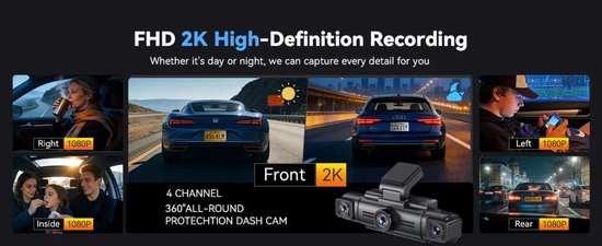 Caméra embarquée AZDome M350 4 canaux - 2K + 3x Full HD - Wi-Fi - GPS - 64 Go