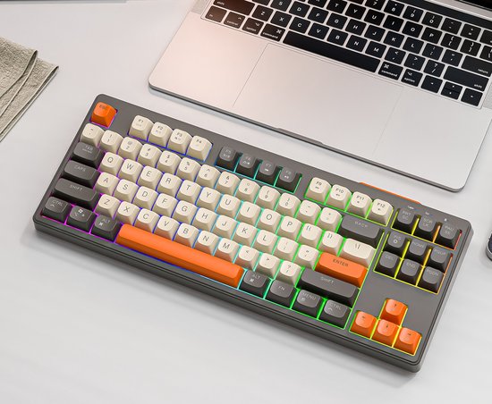 Clavier de jeu sans fil M87 RGB - 87 touches - BT5.0/2.4G - PBT Ball Keycaps - Shimmer