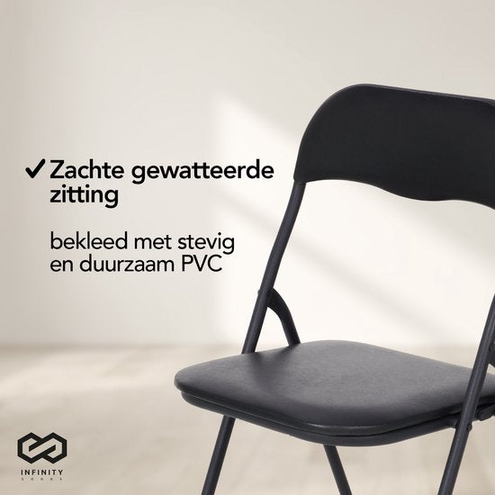 Infinity Goods Klapstoel - Vouwstoel - Eettafelstoel - Opklapbare Stoel - 43 x 47 x 80 CM - Stoel - Zwart