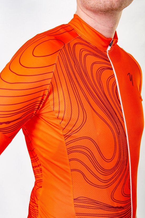 Maillot de cyclisme à manches courtes Marbre Orange - XL