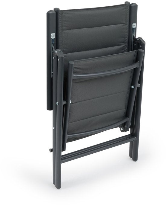 909 OUTDOOR Ensemble de 2 chaises de jardin rembourrées - Pliables - Réglables - Aluminium et polyester - 67 x 56 x 106 cm
