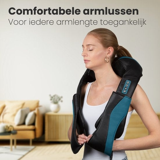 Coussin de massage shiatsu Auronic - Appareil de massage électrique pour la nuque - Appareils de massage - Appareil de massage pour la nuque et les épaules - Infrarouge - Noir/Bleu