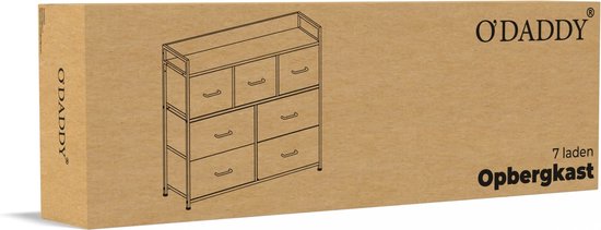 O'DADDY® Meuble de rangement - Buffet - Commode - Industriel - 7 Tiroirs - Commode - 28,5 x 98 x 85 cm - Vintage Brown/Black
