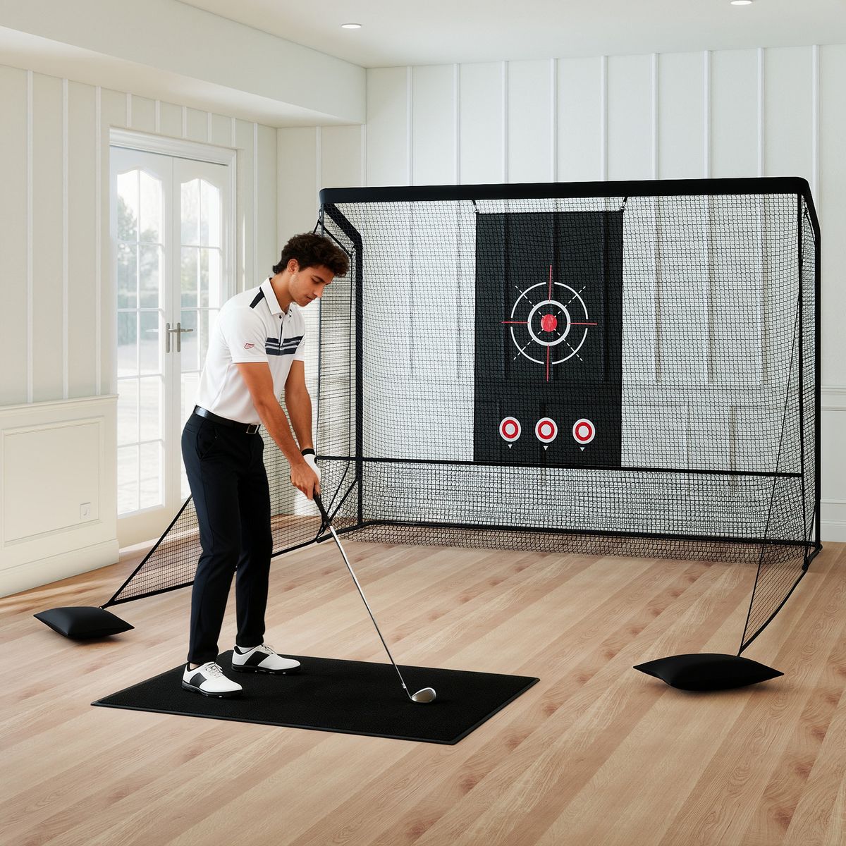 Filet d'entraînement de golf Coast - avec cible et panneaux latéraux pliables - taille L - noir