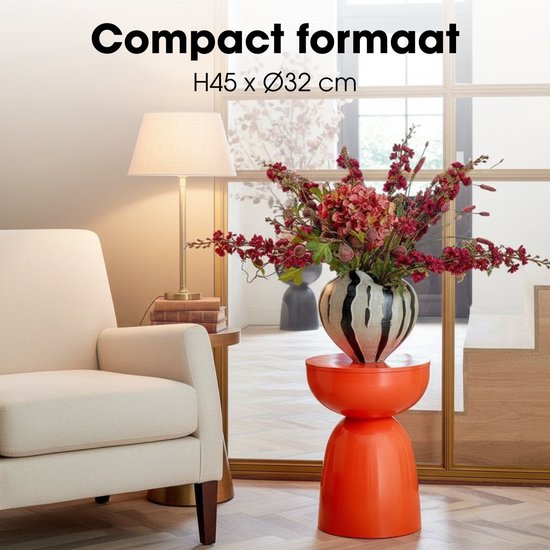 Mica Decorations Elliot Table basse - Table de chevet pour chambre ou salon - Table d'appoint en fer pour fleurs, plantes et décoration - H45 x Ø32 cm - Orange